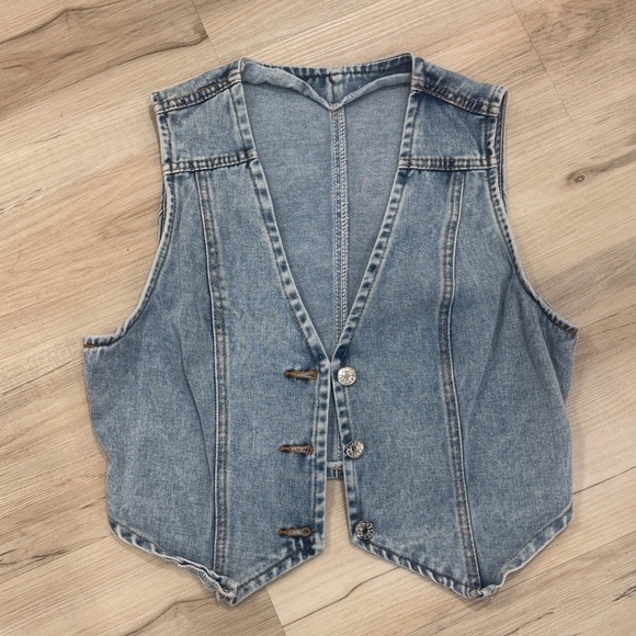 Women’s Western Denim Button-Up Vest Size Small - Picture 2 of 3